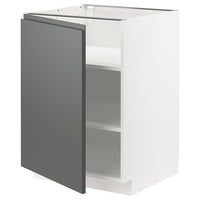 METOD base cabinet with shelves, white/Voxtorp dark grey, 60x60 cm