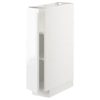 METOD base cabinet with shelves, white/Voxtorp high-gloss/white, 20x60 cm