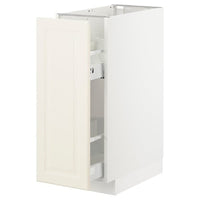 METOD base cabinet/pull-out int fittings, white/Bodbyn off-white, 30x60 cm