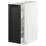METOD base cabinet/pull-out int fittings, white/Lerhyttan black stained, 30x60 cm