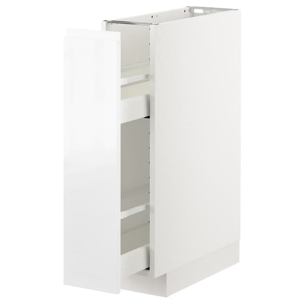 Ikea METOD - Base cabinet/pull-out int fittings, white/Voxtorp high-gloss/white, 20x60 cm
