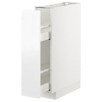 METOD - Base cabinet/pull-out int fittings, white/Voxtorp high-gloss/white, 20x60 cm - best price from Maltashopper.com 59254146