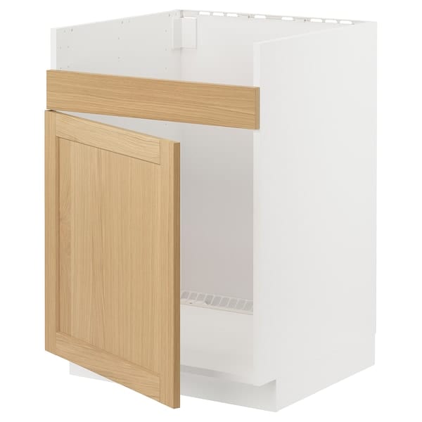 Ikea METOD - Base cab f HAVSEN single bowl sink, white/Forsbacka oak, 60x60 cm