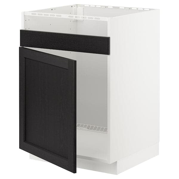 Ikea METOD - Base cab f HAVSEN single bowl sink, white/Lerhyttan black stained , 60x60 cm