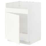 METOD base cab f HAVSEN single bowl sink, white/Vallstena white, 60x60 cm