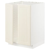 METOD base cabinet for sink + 2 doors, white/Bodbyn off-white, 60x60 cm