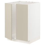 METOD base cabinet for sink + 2 doors, white/Havstorp beige, 60x60 cm
