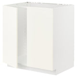 METOD base cabinet for sink + 2 doors, white/Vallstena white, 80x60 cm