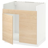 METOD base cab f HAVSEN double bowl sink, white/Askersund light ash effect, 80x60 cm