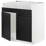 METOD base cab f HAVSEN double bowl sink, white/Lerhyttan black stained, 80x60 cm