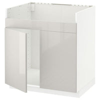 METOD base cab f HAVSEN double bowl sink, white/Ringhult light grey, 80x60 cm