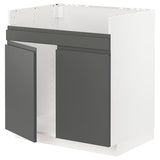 METOD base cab f HAVSEN double bowl sink, white/Voxtorp dark grey, 80x60 cm