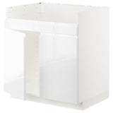 METOD base cab f HAVSEN double bowl sink, white/Voxtorp high-gloss/white, 80x60 cm