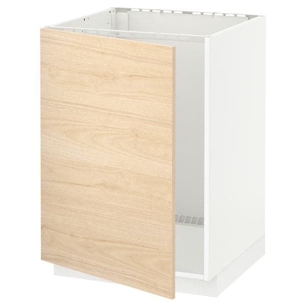 METOD - Base cabinet for sink, white/Askersund light ash effect, 60x60 cm - best price from Maltashopper.com 89465915