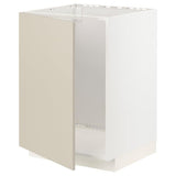 METOD base cabinet for sink, white/Havstorp beige, 60x60 cm