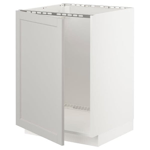 METOD - Base cabinet for sink, white/Lerhyttan light grey, 60x60 cm