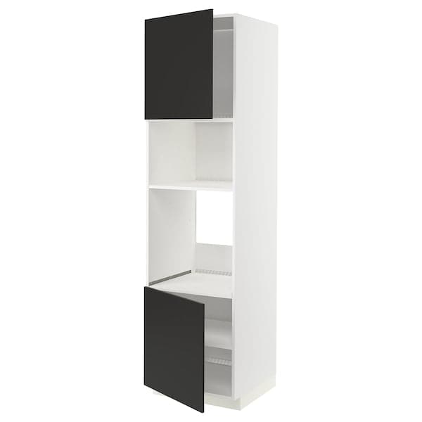 Ikea METOD - Hi cb f oven/micro w 2 drs/shelves, white/Nickebo matt anthracite, 60x60x220 cm