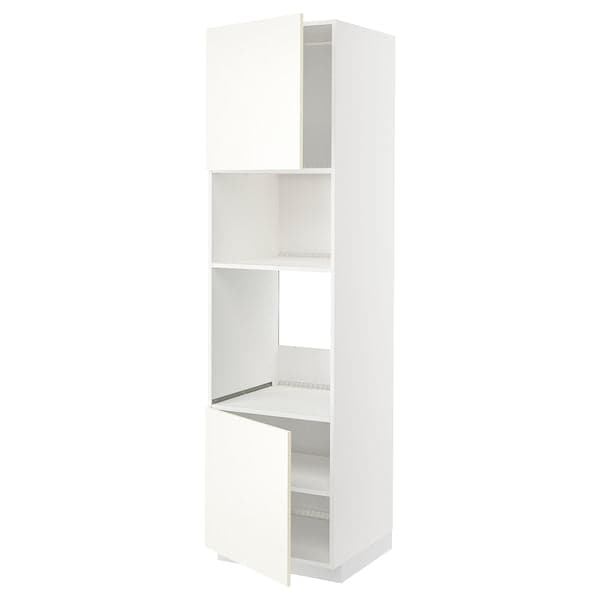 METOD - Hi cb f oven/micro w 2 drs/shelves, white/Vallstena white, 60x60x220 cm - best price from Maltashopper.com 69507389