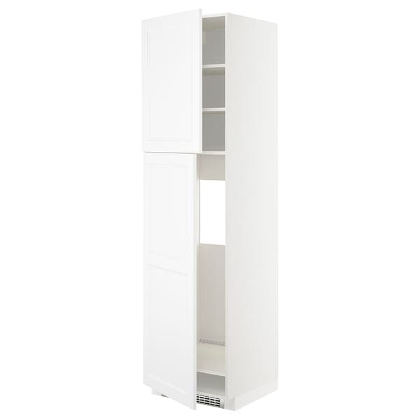 Ikea METOD - High cabinet for fridge w 2 doors, white/Axstad matt white, 60x60x220 cm