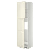 METOD high cabinet for fridge w 2 doors, white/Bodbyn off-white, 60x60x220 cm