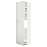 METOD high cabinet for fridge w 2 doors, white/Ringhult light grey, 60x60x220 cm