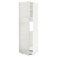 METOD high cabinet for fridge w 2 doors, white/Ringhult light grey, 60x60x200 cm