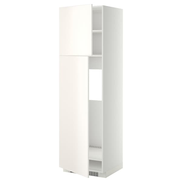 Ikea METOD - High cabinet for fridge w 2 doors, white/Veddinge white , 60x60x200 cm