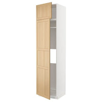 METOD hi cab f fridge or freezer w 2 drs, white/Forsbacka oak, 60x60x240 cm