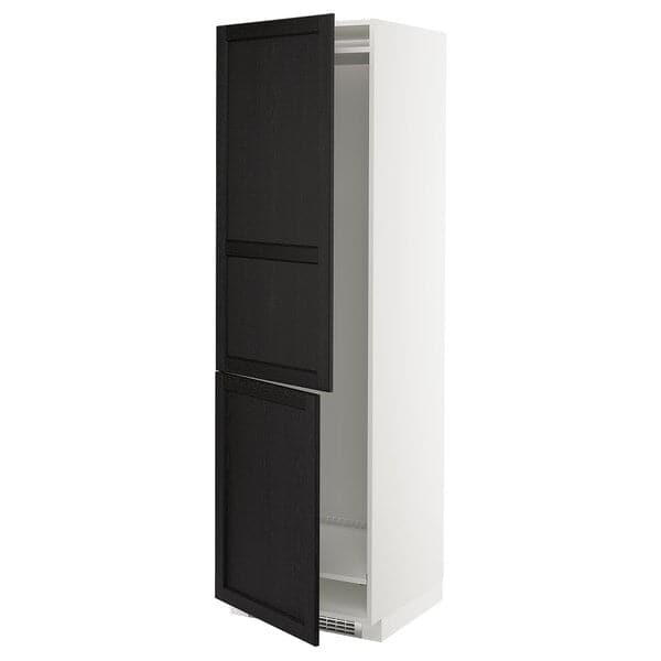 METOD - Hi cab f fridge or freezer w 2 drs, white/Lerhyttan black stained , 60x60x200 cm - best price from Maltashopper.com 59257588
