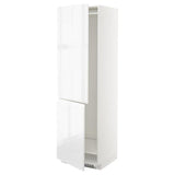 METOD hi cab f fridge or freezer w 2 drs, white/Voxtorp high-gloss/white, 60x60x200 cm