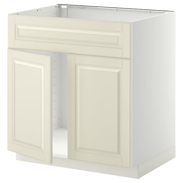 Ikea METOD - Base cabinet f sink w 2 doors/front, white/Bodbyn off-white, 80x60 cm