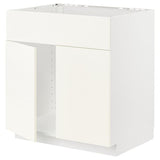 METOD base cabinet f sink w 2 doors/front, white/Vallstena white, 80x60 cm