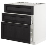 METOD base cab f sink+3 fronts/2 drawers, white/Lerhyttan black stained, 80x60 cm