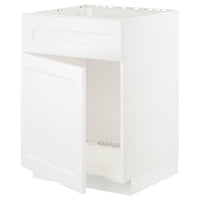 METOD base cabinet f sink w door/front, white/Axstad matt white, 60x60 cm