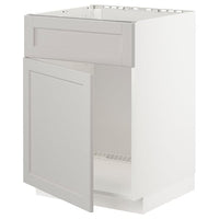 METOD base cabinet f sink w door/front, white/Lerhyttan light grey, 60x60 cm