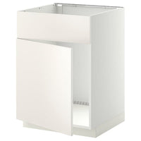 METOD base cabinet f sink w door/front, white/Veddinge white, 60x60 cm