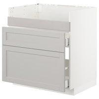 METOD base cb f HAVSEN snk/3 frnts/2 drws, white Maximera/Lerhyttan light grey, 80x60 cm