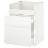 METOD base cb f HAVSEN snk/3 frnts/2 drws, white Maximera/Voxtorp matt white, 60x60 cm