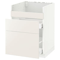 METOD base cb f HAVSEN snk/3 frnts/2 drws, white/Veddinge white, 60x60 cm