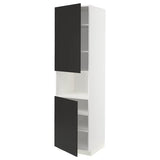 METOD high cab f micro w 2 doors/shelves, white/Nickebo matt anthracite, 60x60x220 cm