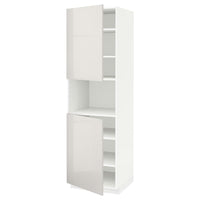 METOD high cab f micro w 2 doors/shelves, white/Ringhult light grey, 60x60x200 cm