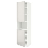 METOD high cab f micro w 2 doors/shelves, white/Ringhult light grey, 60x60x220 cm