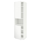 METOD high cab f micro w 2 doors/shelves, white/Voxtorp matt white, 60x60x220 cm
