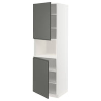 METOD high cab f micro w 2 doors/shelves, white/Voxtorp dark grey, 60x60x200 cm