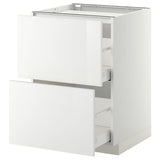 METOD base cab f hob/2 fronts/2 drawers, white/Ringhult white, 60x60 cm