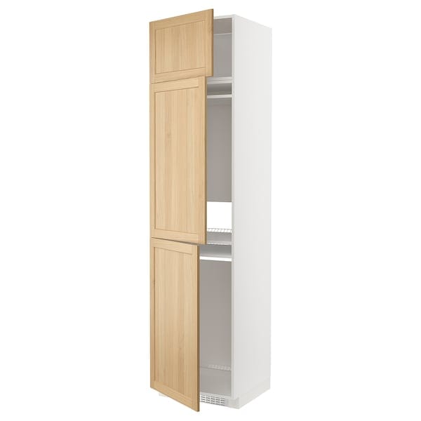 Ikea METOD - High cab f fridge/freezer w 3 doors, white/Forsbacka oak, 60x60x240 cm