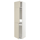 METOD high cab f fridge/freezer w 3 doors, white/Havstorp beige, 60x60x240 cm