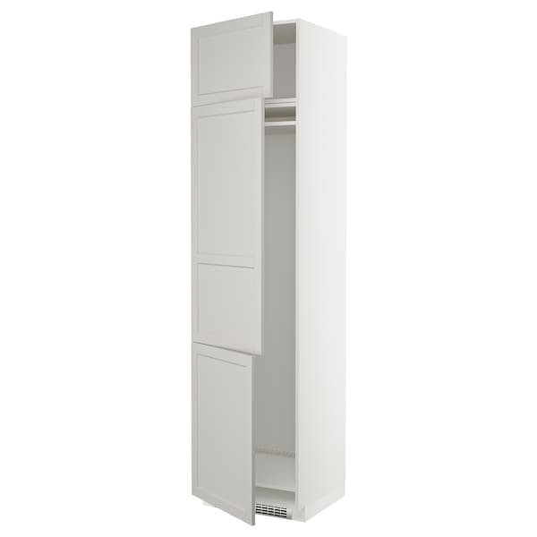 METOD - High cab f fridge/freezer w 3 doors, white/Lerhyttan light grey, 60x60x240 cm - best price from Maltashopper.com 59468072