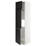 METOD high cab f fridge/freezer w 3 doors, white/Lerhyttan black stained, 60x60x220 cm