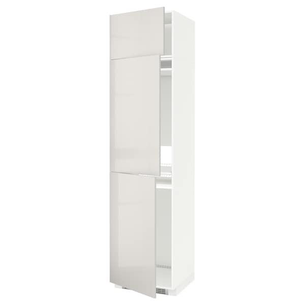 Ikea METOD - High cab f fridge/freezer w 3 doors, white/Ringhult light grey, 60x60x240 cm